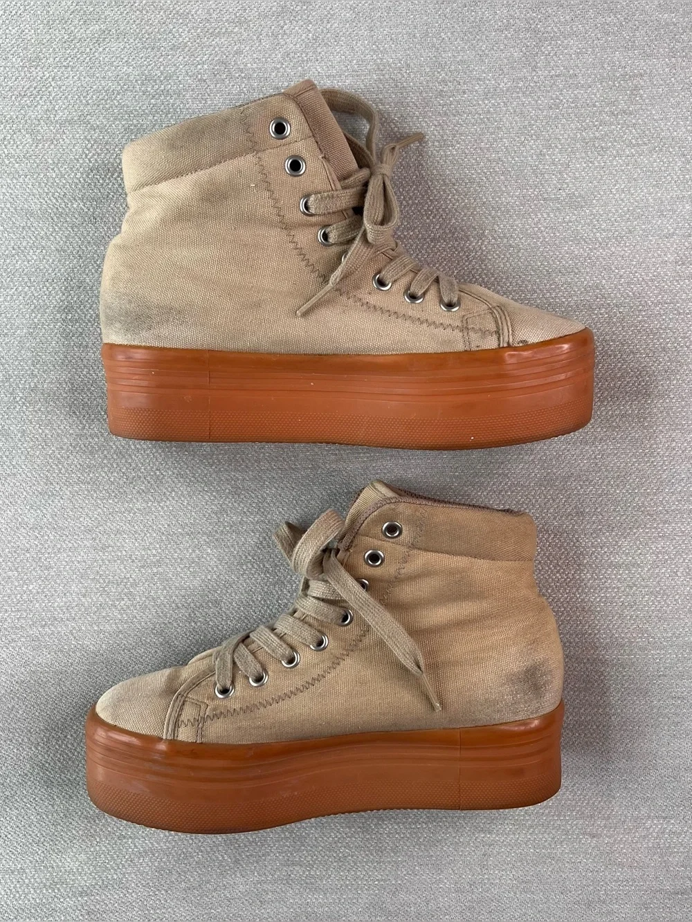 Jeffery Campbell JC Play Khaki Gum Sole Grunge Platform Sneakers Women’s 6